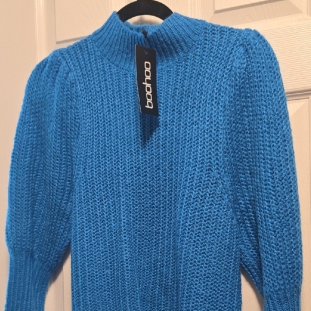 Boohoo - Blue Mock Neck Women’s Sweater